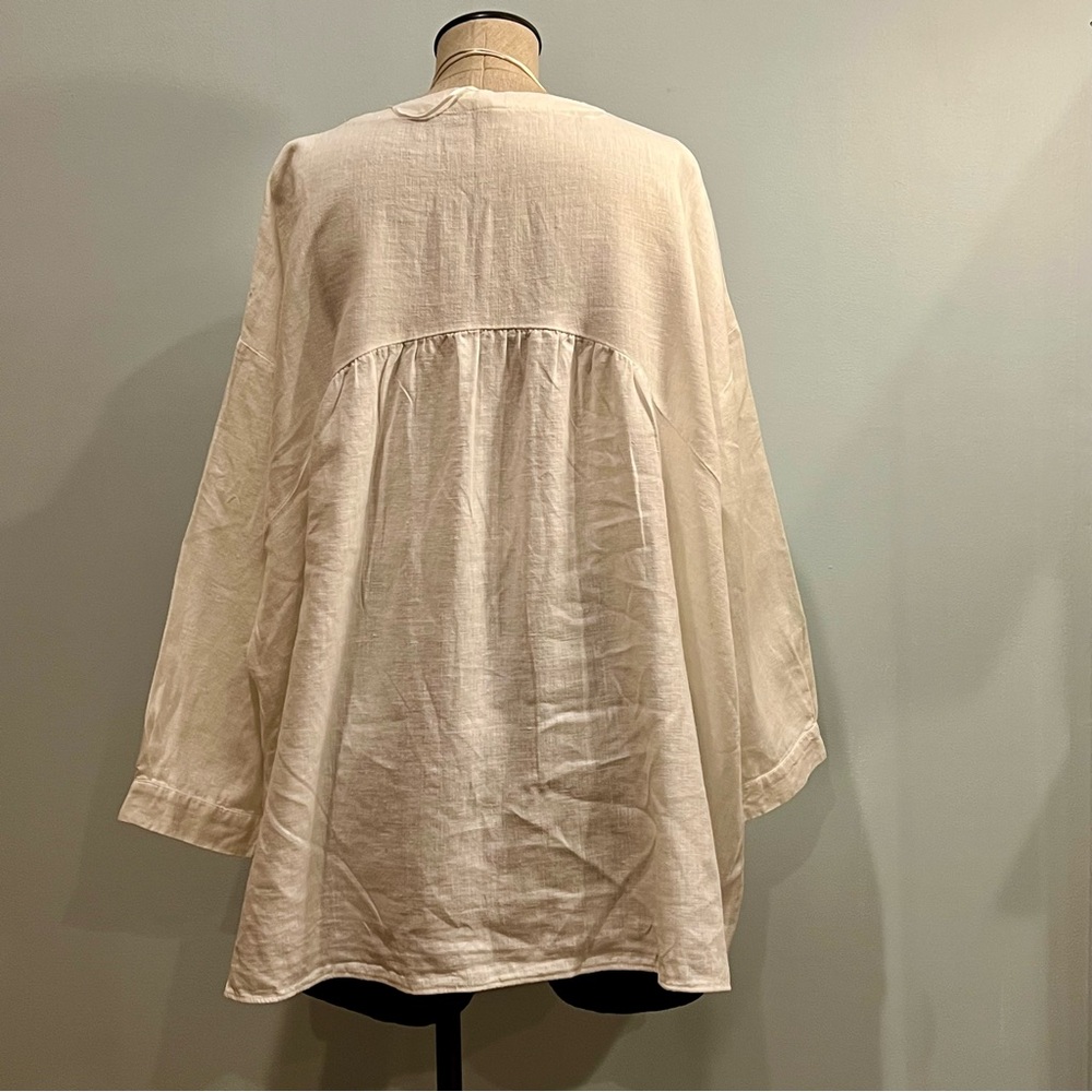 Zara White Linen V-Neck Tunic Top. Size XL. Excellent used condition. - Picture 8 of 12